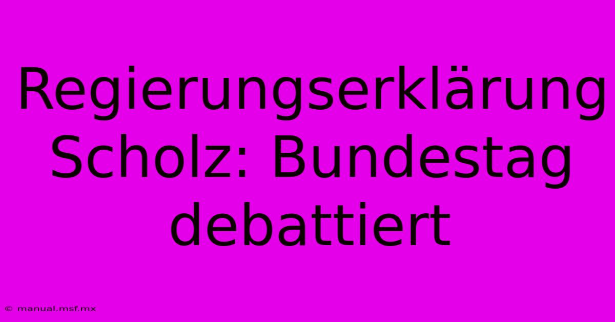 Regierungserklärung Scholz: Bundestag Debattiert