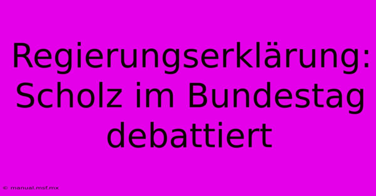 Regierungserklärung: Scholz Im Bundestag Debattiert 