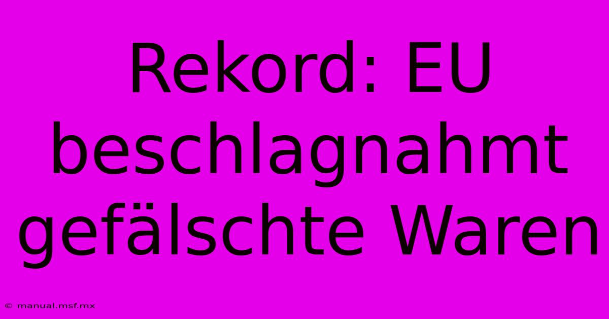 Rekord: EU Beschlagnahmt Gefälschte Waren