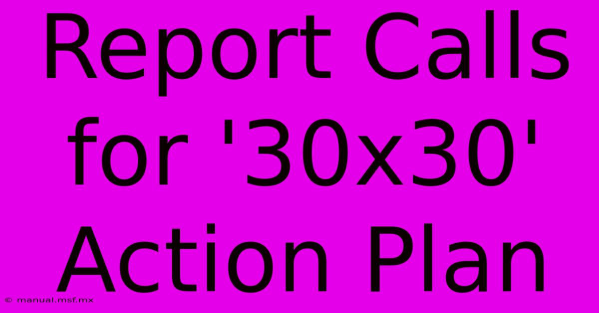 Report Calls For '30x30' Action Plan