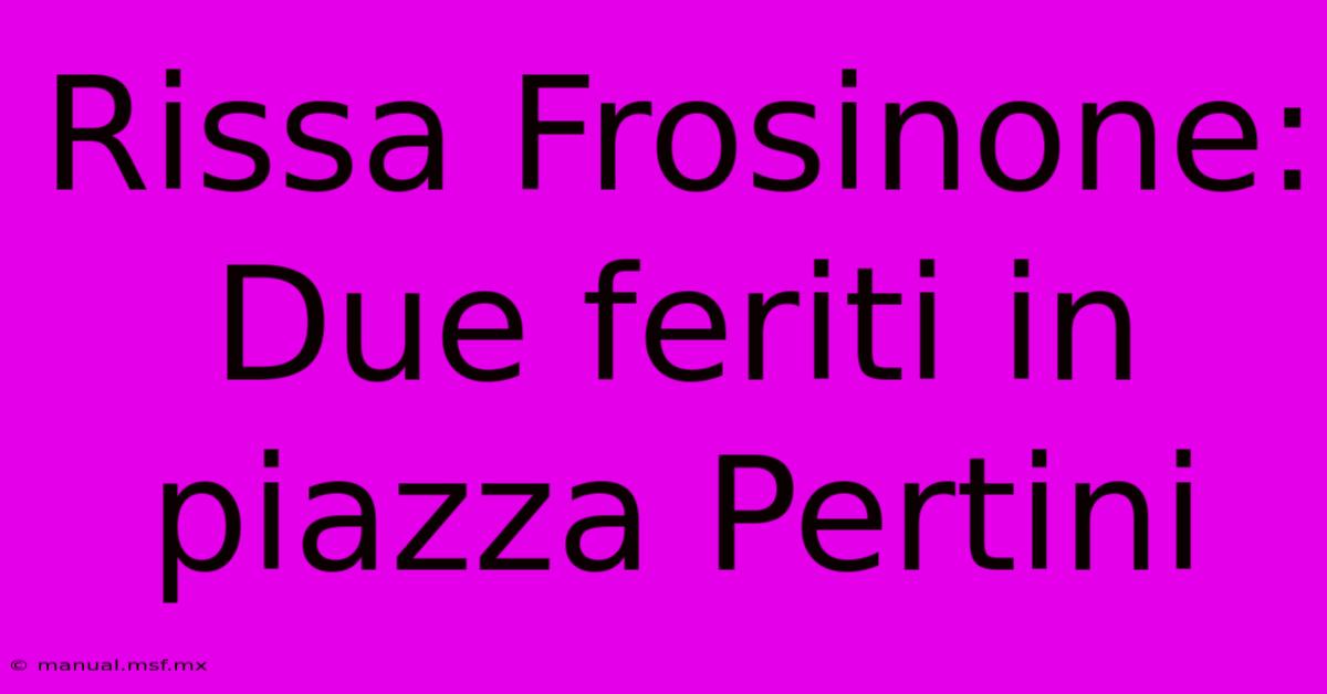 Rissa Frosinone: Due Feriti In Piazza Pertini