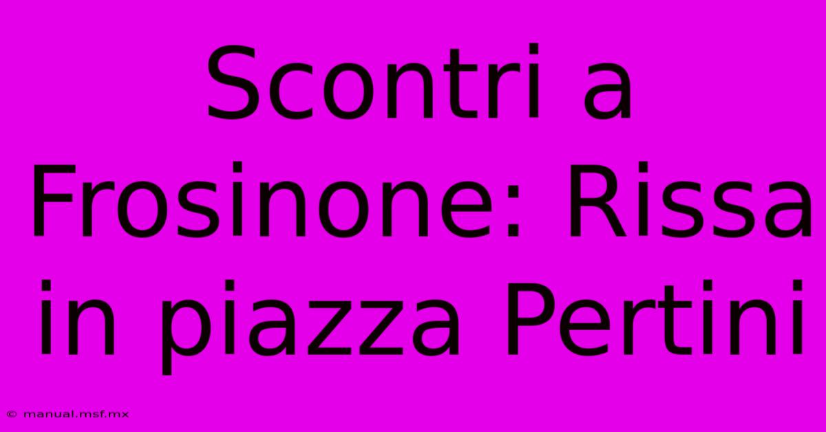 Scontri A Frosinone: Rissa In Piazza Pertini