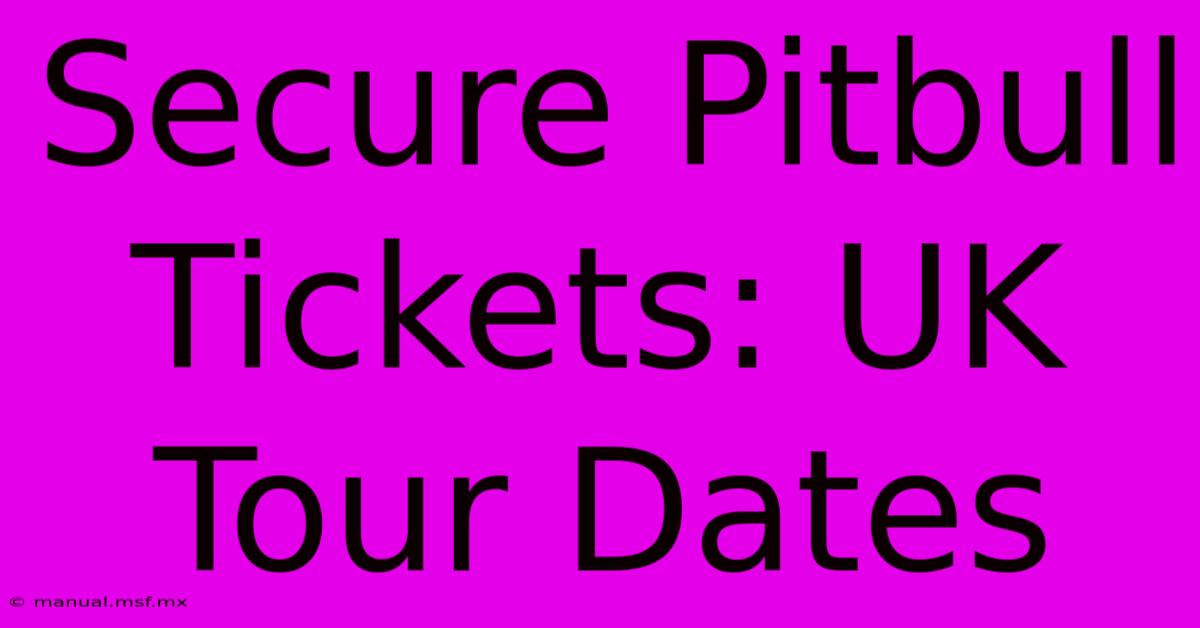 Secure Pitbull Tickets: UK Tour Dates 