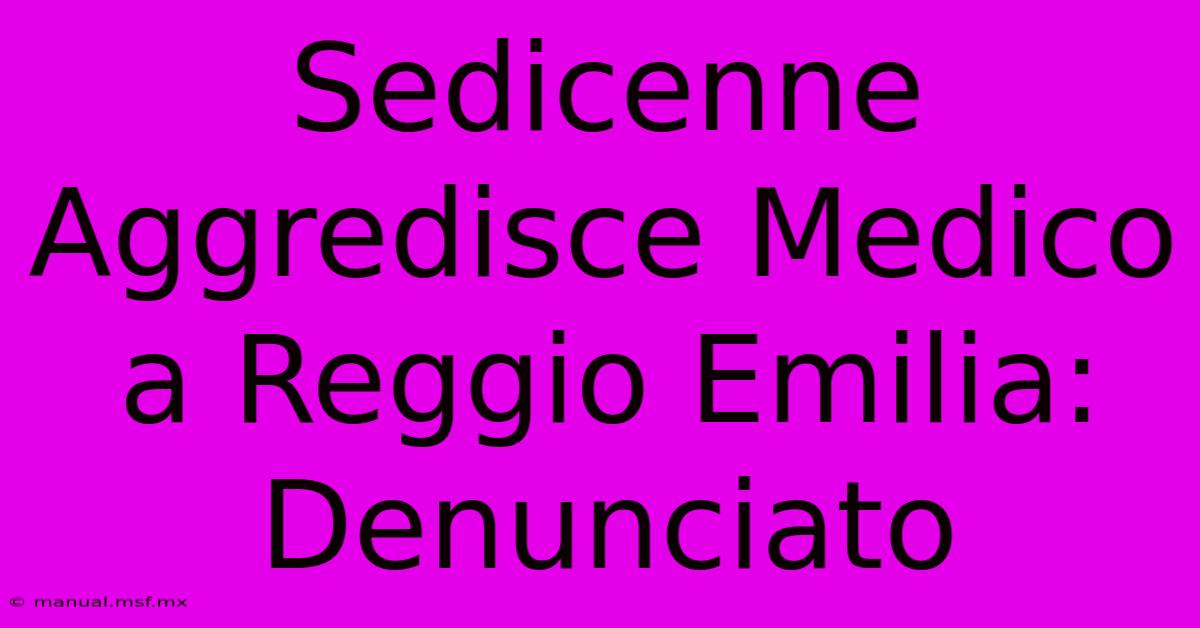 Sedicenne Aggredisce Medico A Reggio Emilia: Denunciato