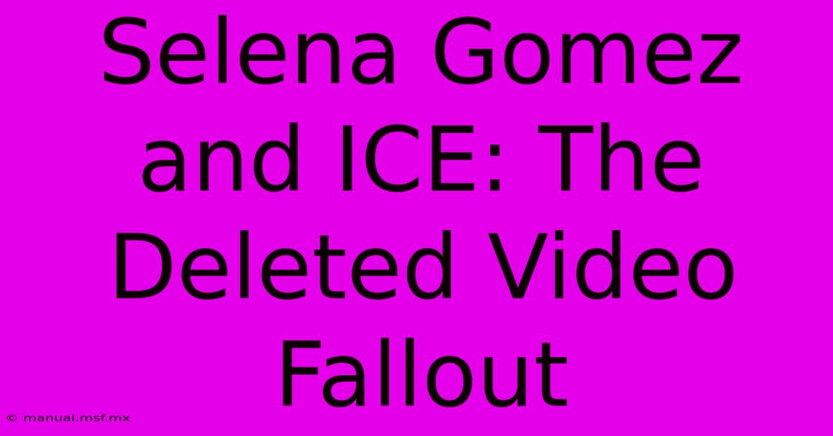 Selena Gomez And ICE: The Deleted Video Fallout