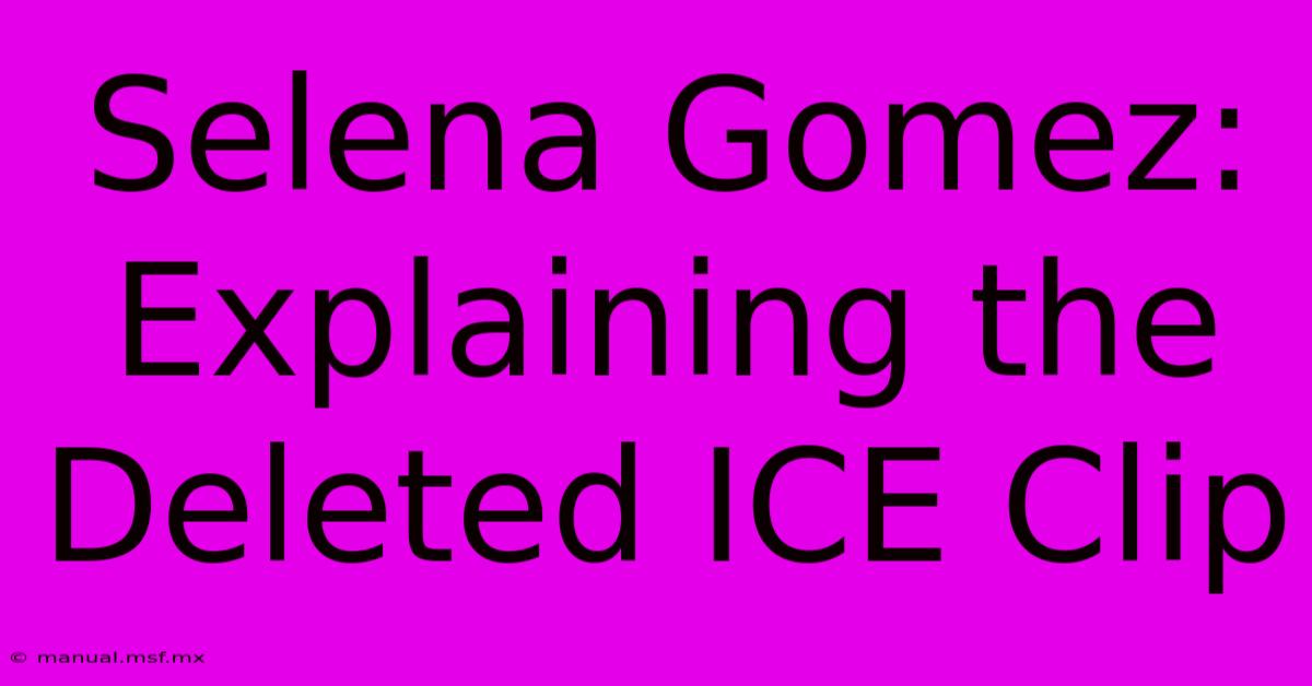 Selena Gomez:  Explaining The Deleted ICE Clip