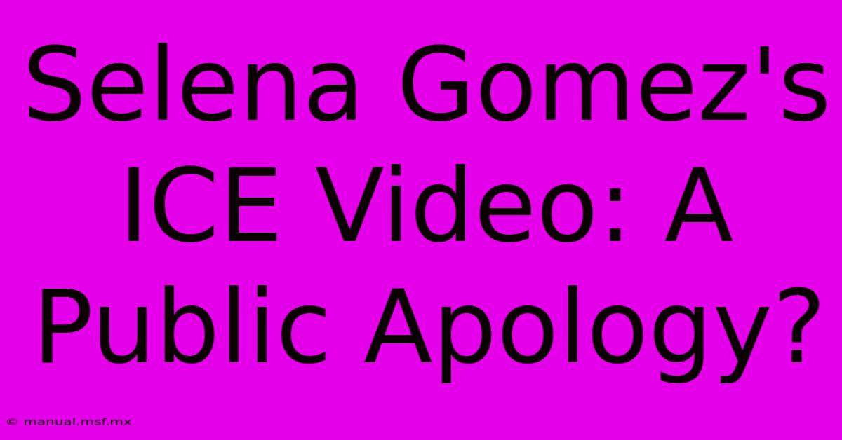 Selena Gomez's ICE Video: A Public Apology?