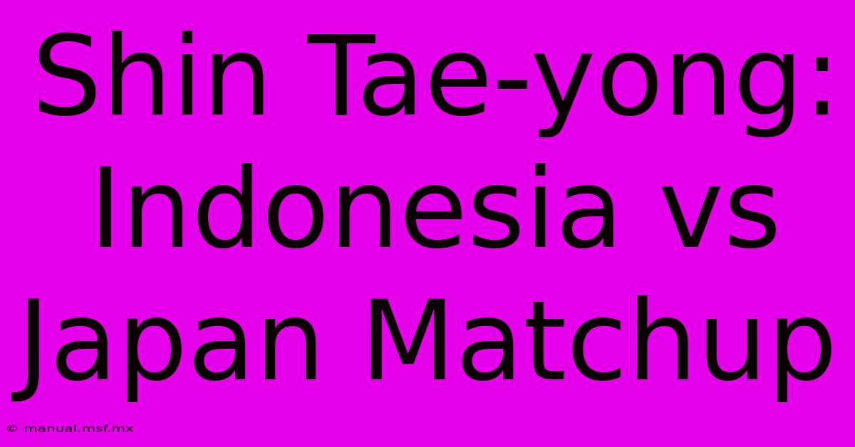 Shin Tae-yong: Indonesia Vs Japan Matchup 