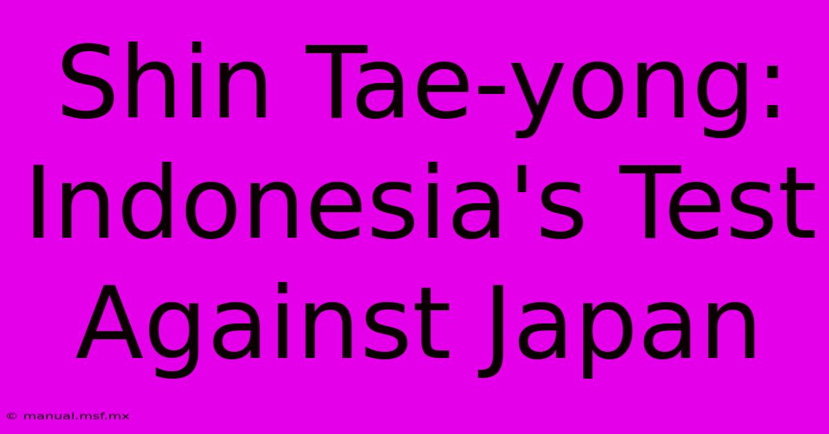 Shin Tae-yong: Indonesia's Test Against Japan 