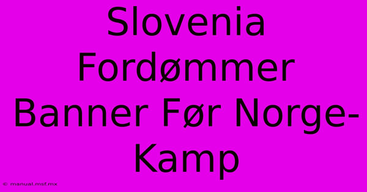 Slovenia Fordømmer Banner Før Norge-Kamp