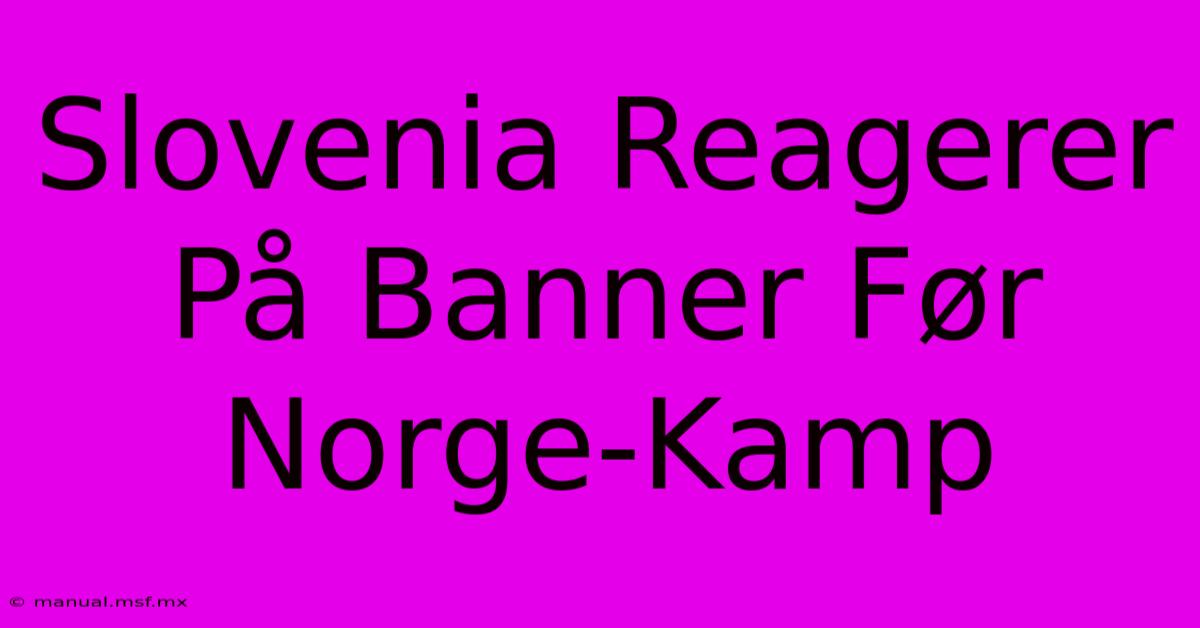 Slovenia Reagerer På Banner Før Norge-Kamp 