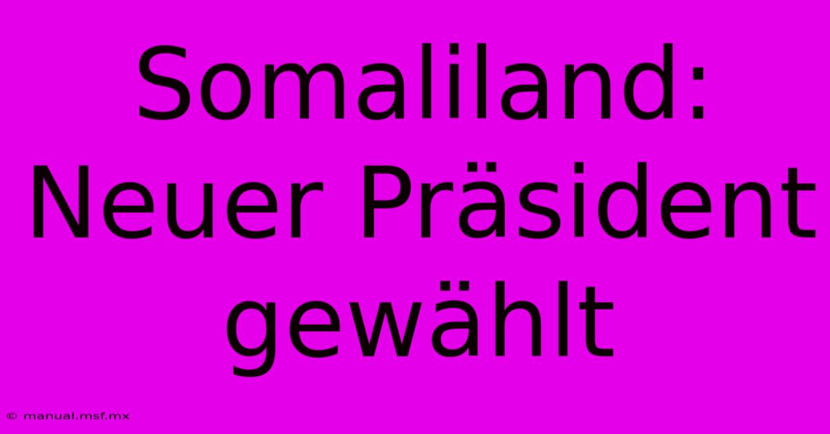 Somaliland: Neuer Präsident Gewählt