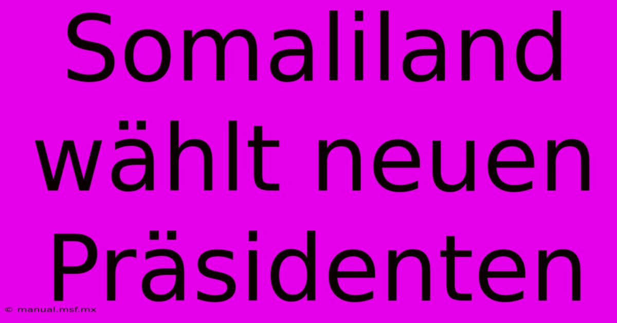 Somaliland Wählt Neuen Präsidenten