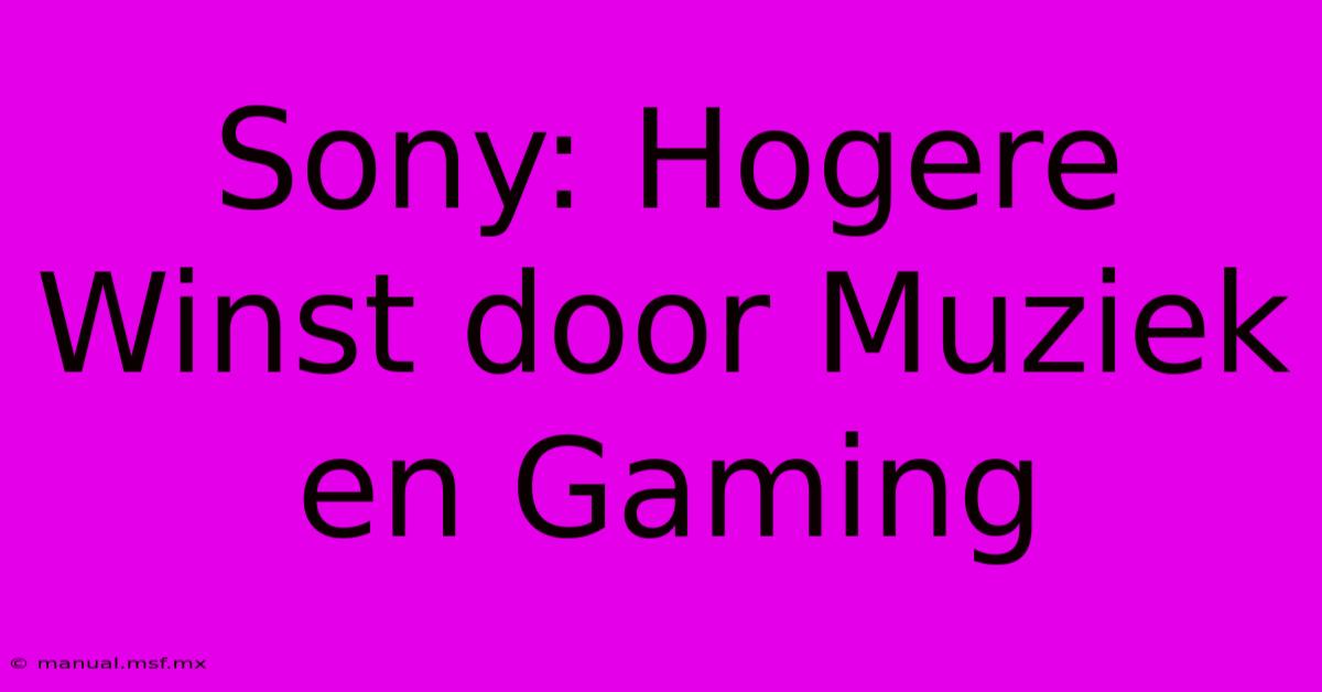 Sony: Hogere Winst Door Muziek En Gaming