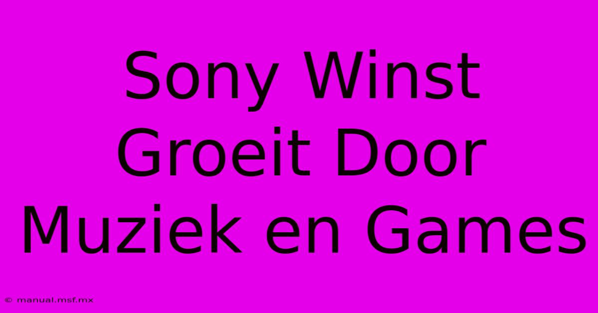 Sony Winst Groeit Door Muziek En Games