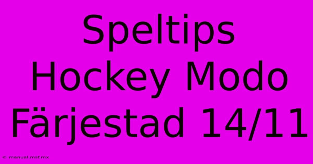 Speltips Hockey Modo Färjestad 14/11