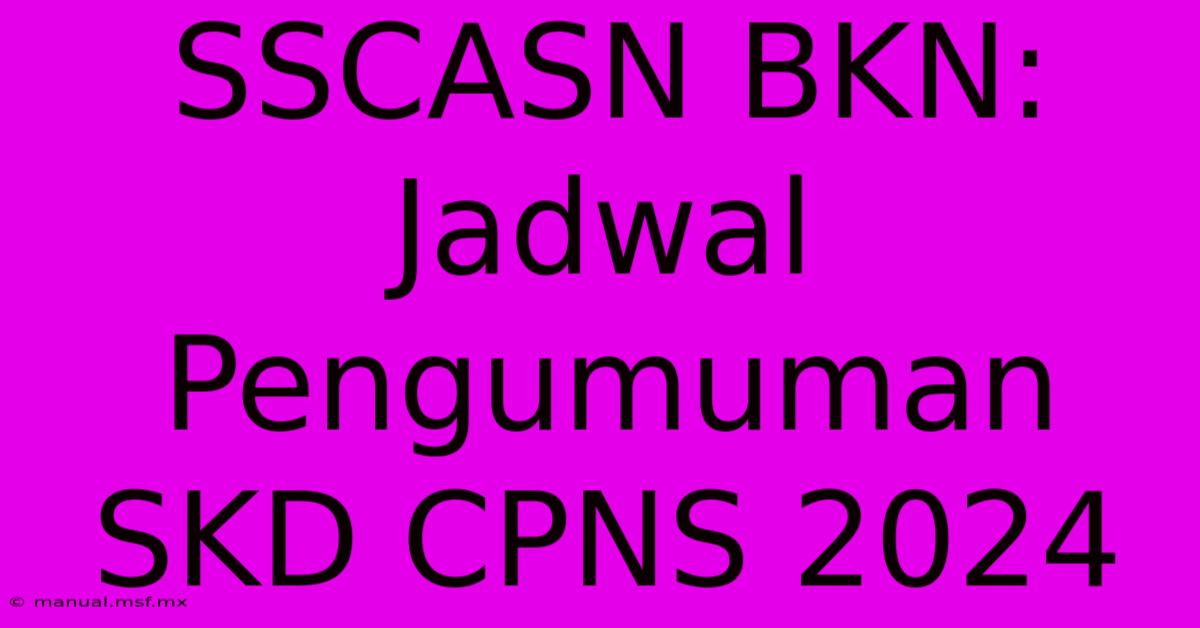 SSCASN BKN: Jadwal Pengumuman SKD CPNS 2024