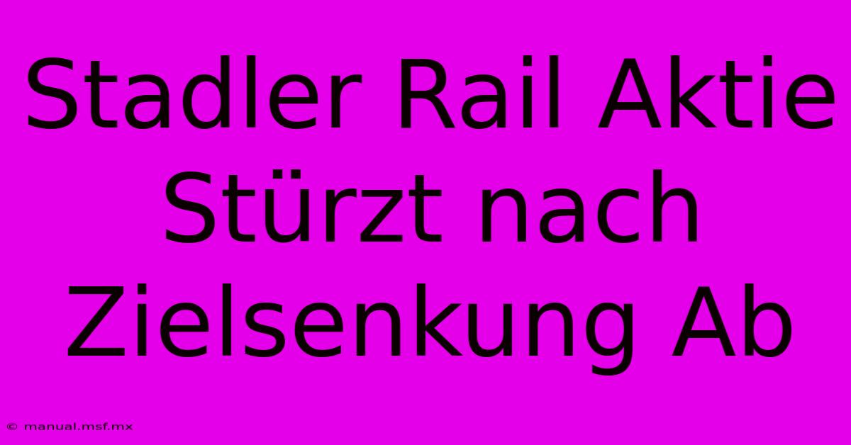 Stadler Rail Aktie Stürzt Nach Zielsenkung Ab