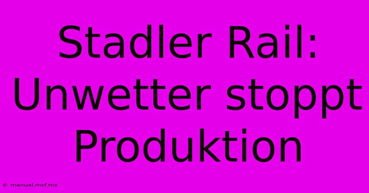 Stadler Rail: Unwetter Stoppt Produktion