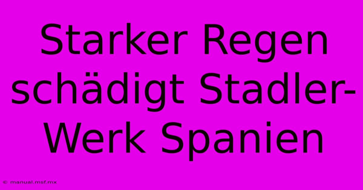 Starker Regen Schädigt Stadler-Werk Spanien