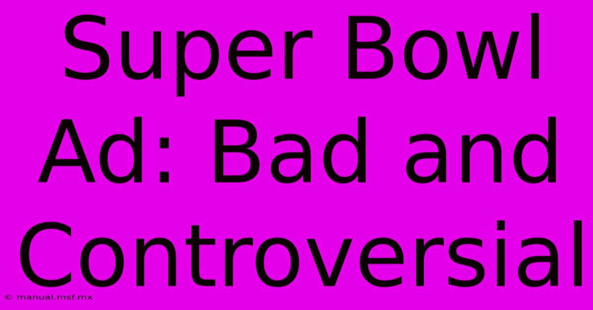 Super Bowl Ad: Bad And Controversial