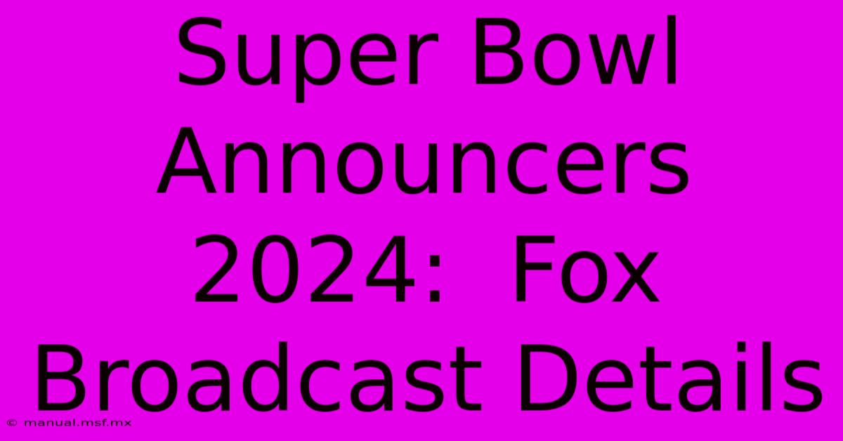 Super Bowl Announcers 2024:  Fox Broadcast Details