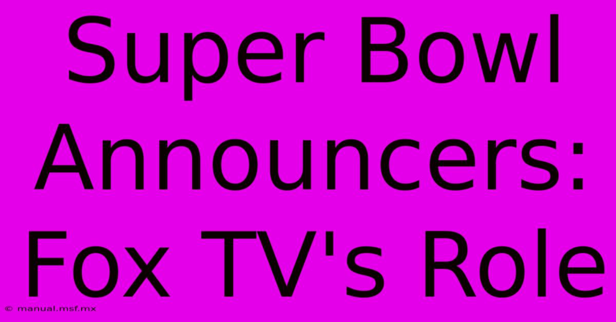 Super Bowl Announcers: Fox TV's Role