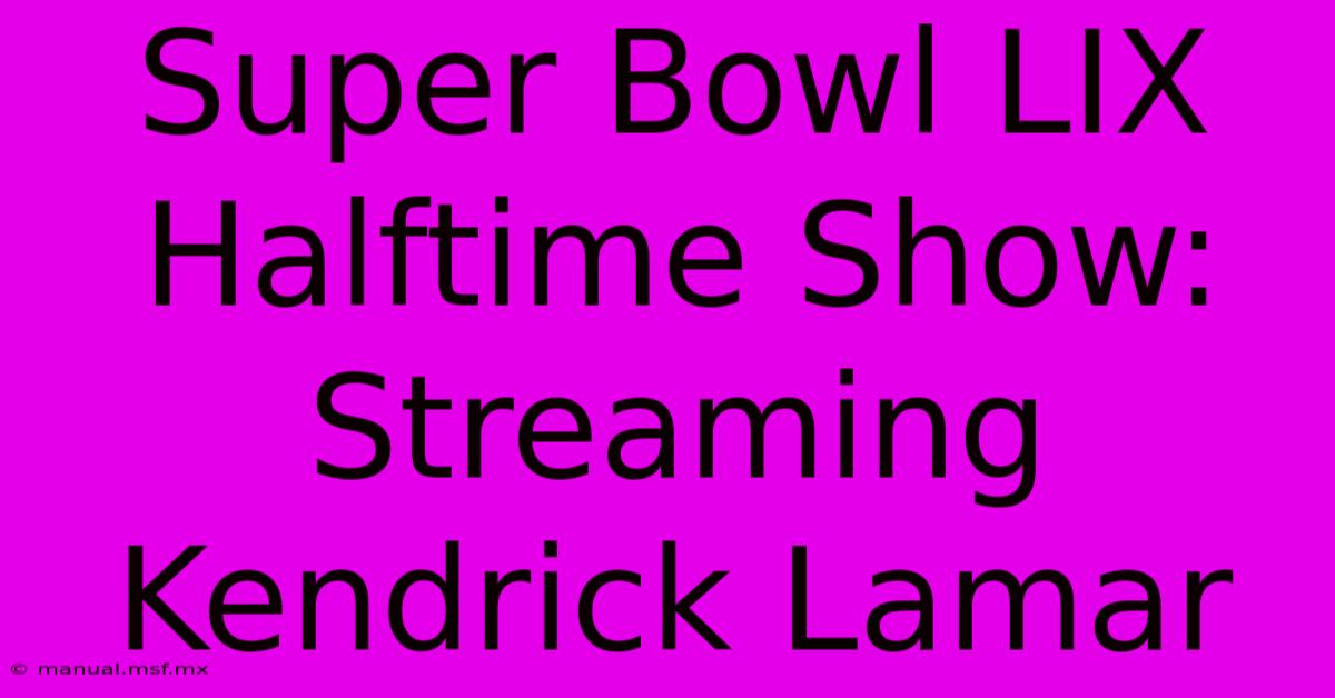 Super Bowl LIX Halftime Show: Streaming Kendrick Lamar