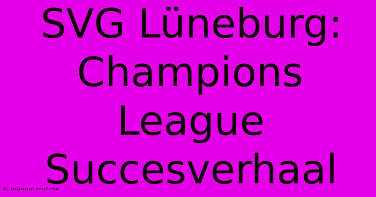 SVG Lüneburg: Champions League Succesverhaal