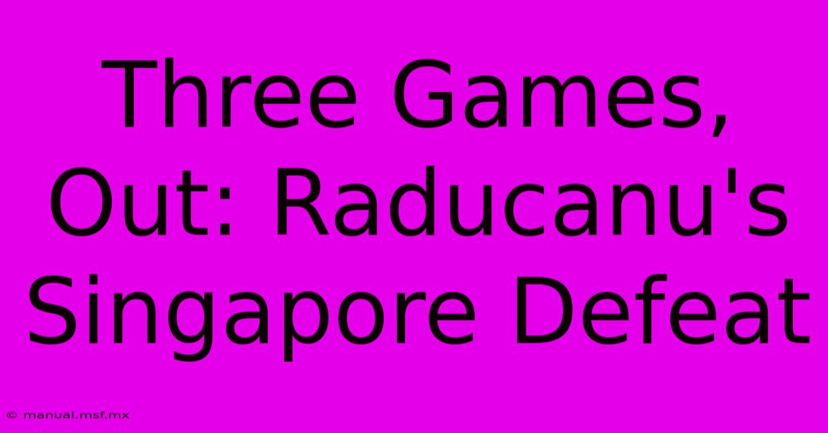 Three Games, Out: Raducanu's Singapore Defeat