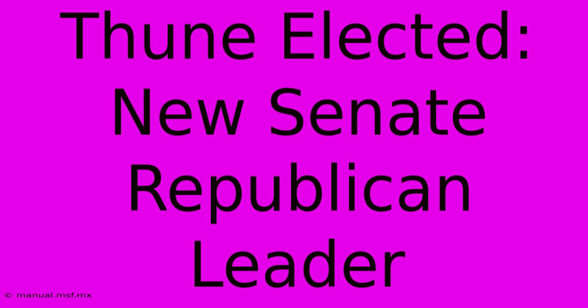 Thune Elected: New Senate Republican Leader