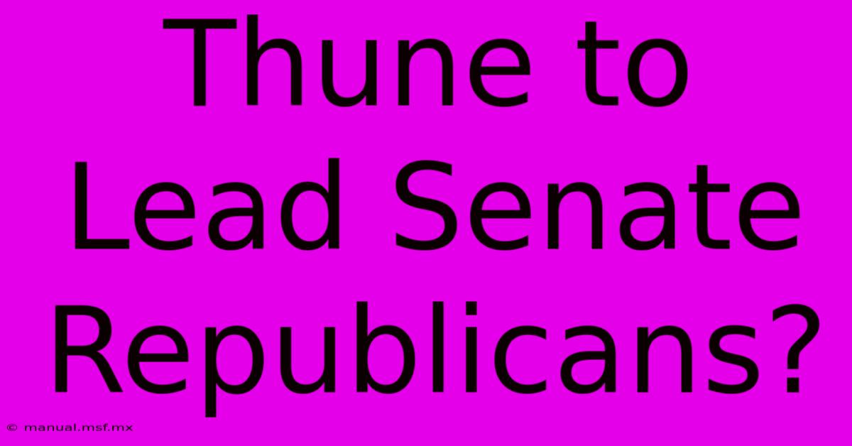 Thune To Lead Senate Republicans? 