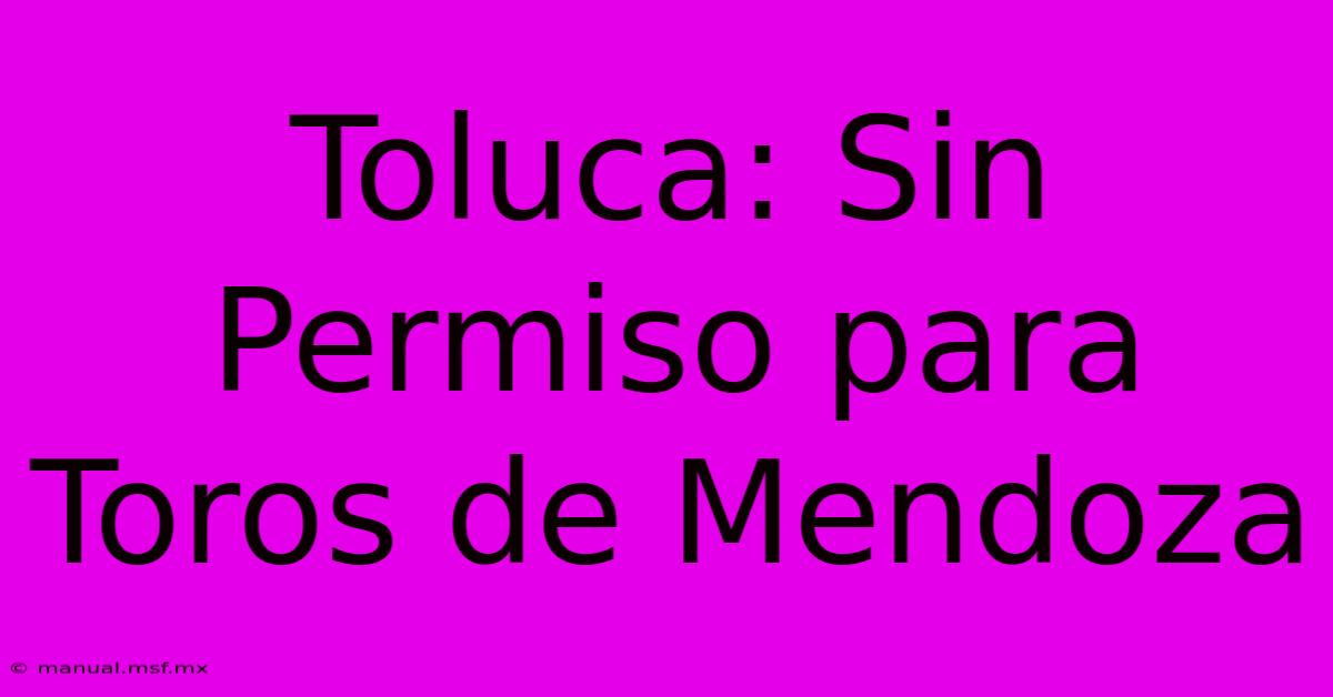 Toluca: Sin Permiso Para Toros De Mendoza 