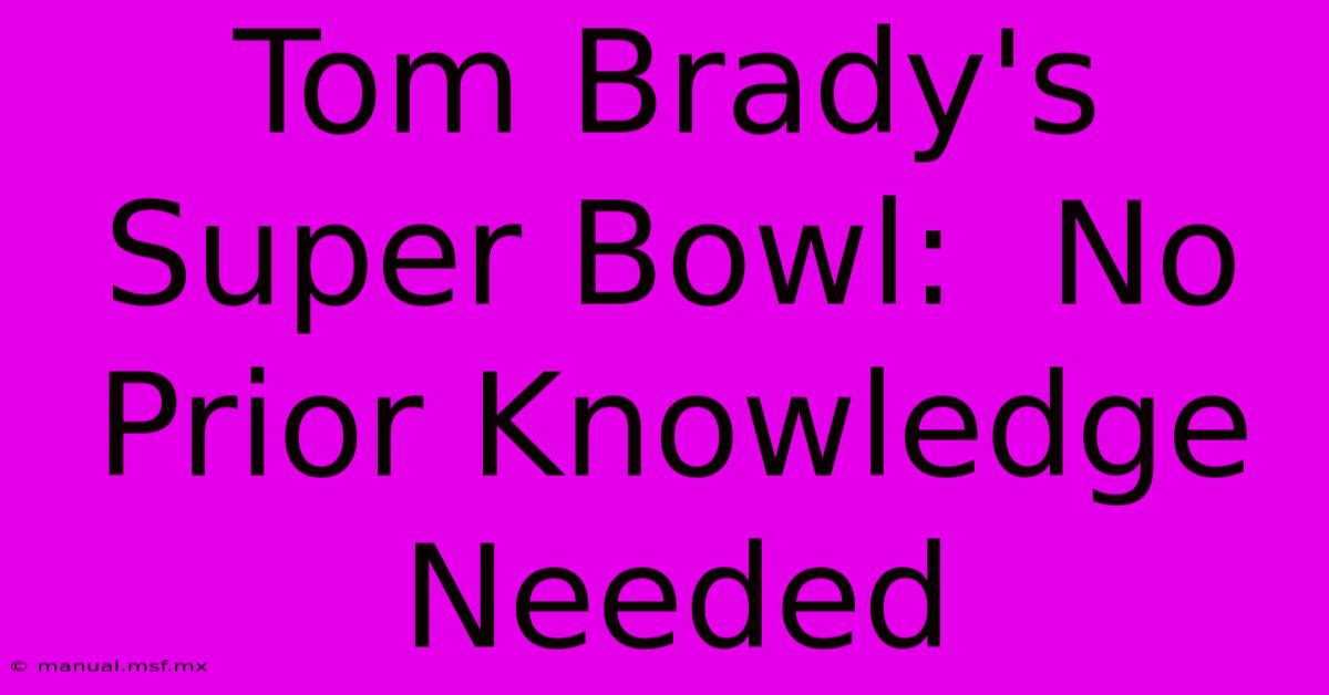 Tom Brady's Super Bowl:  No Prior Knowledge Needed