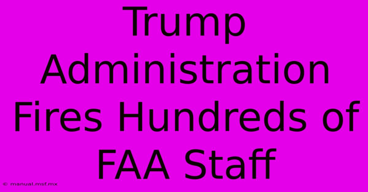 Trump Administration Fires Hundreds Of FAA Staff