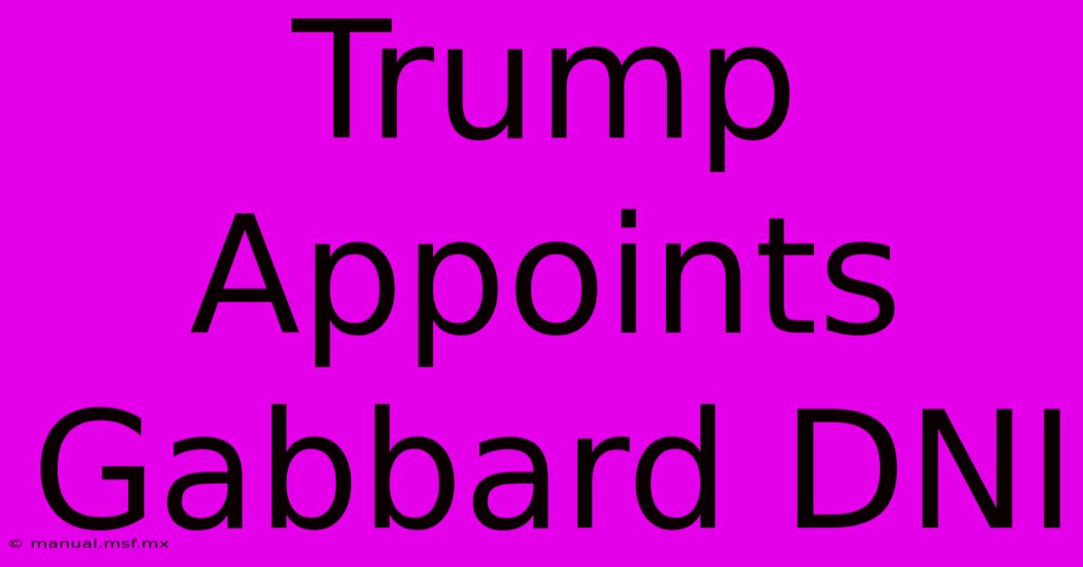 Trump Appoints Gabbard DNI 