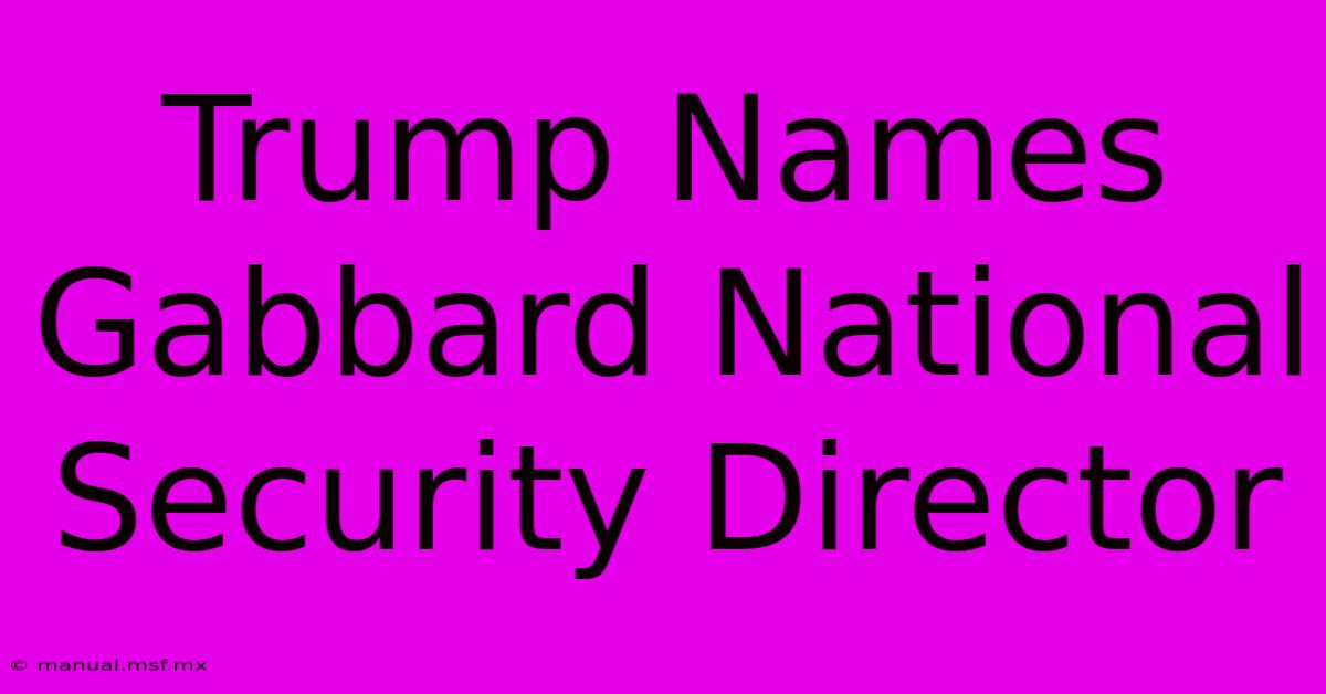 Trump Names Gabbard National Security Director