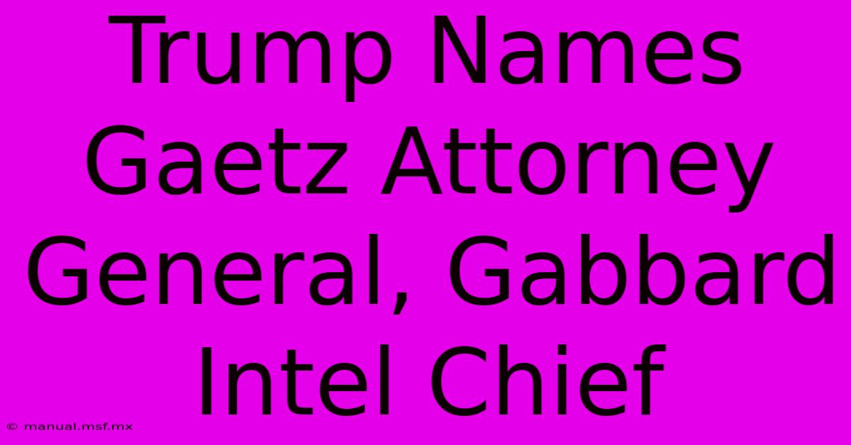 Trump Names Gaetz Attorney General, Gabbard Intel Chief