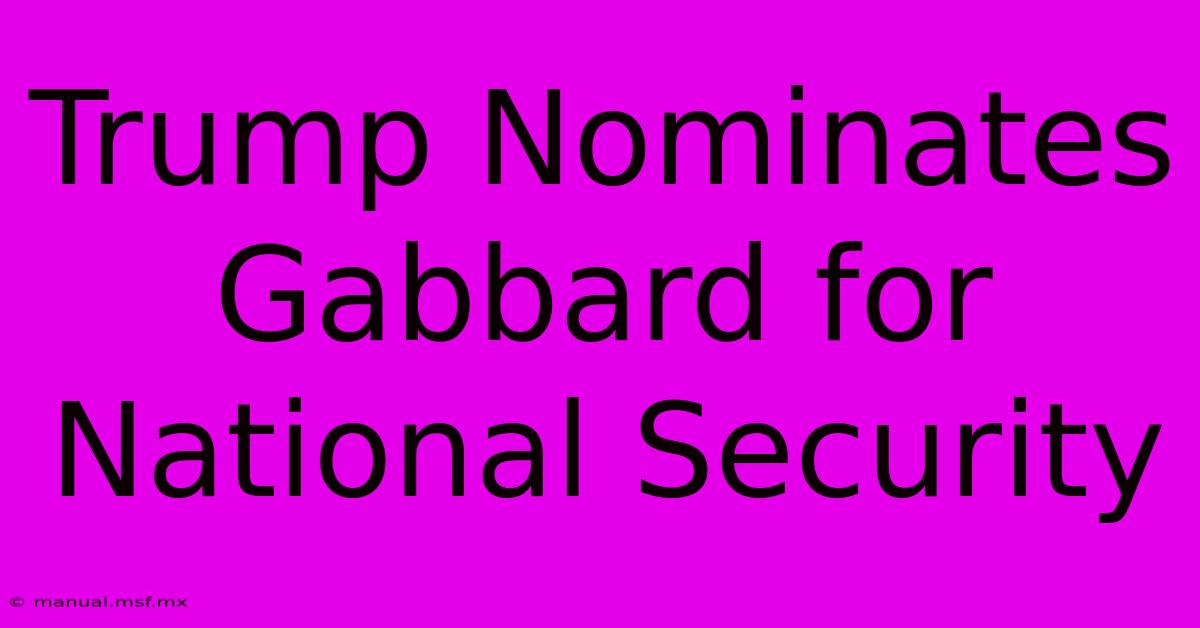 Trump Nominates Gabbard For National Security