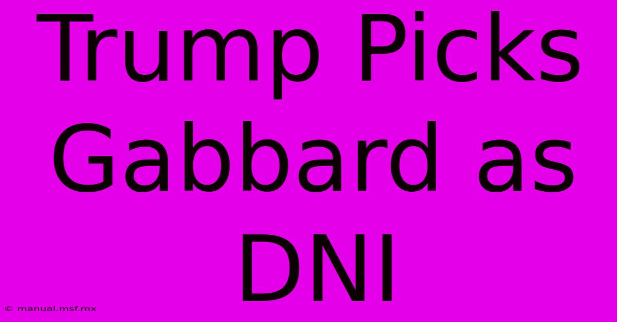 Trump Picks Gabbard As DNI