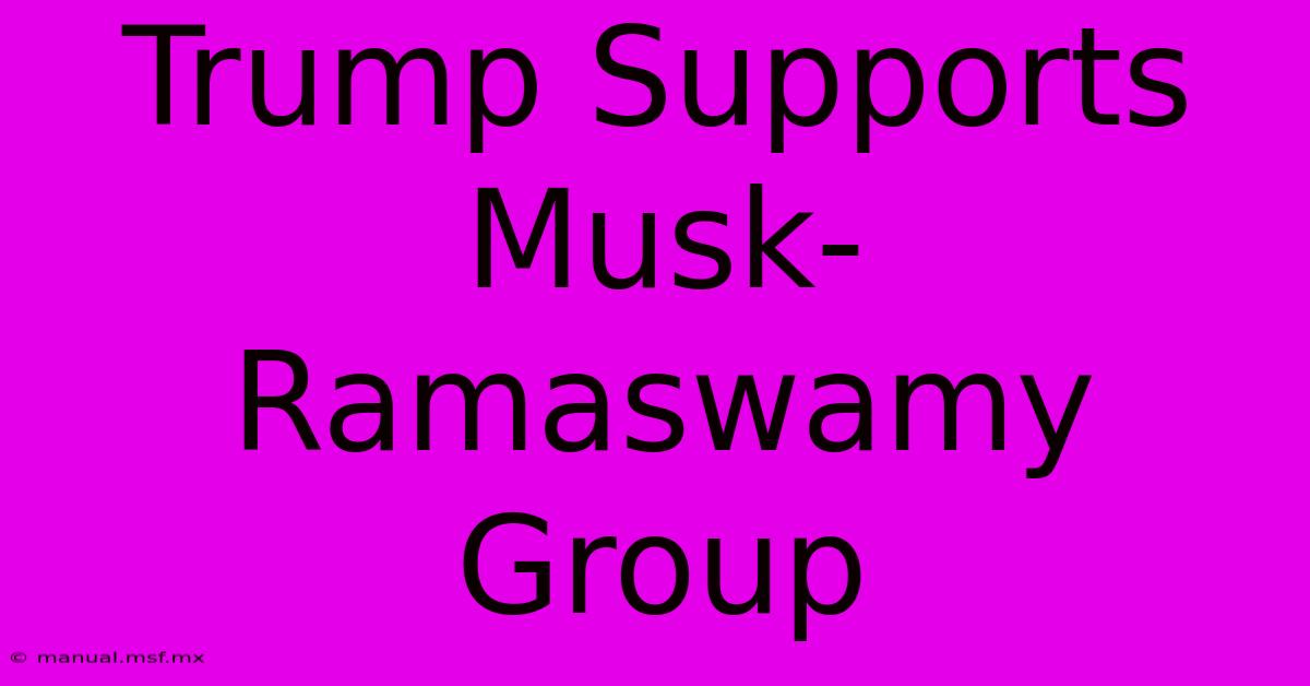 Trump Supports Musk-Ramaswamy Group