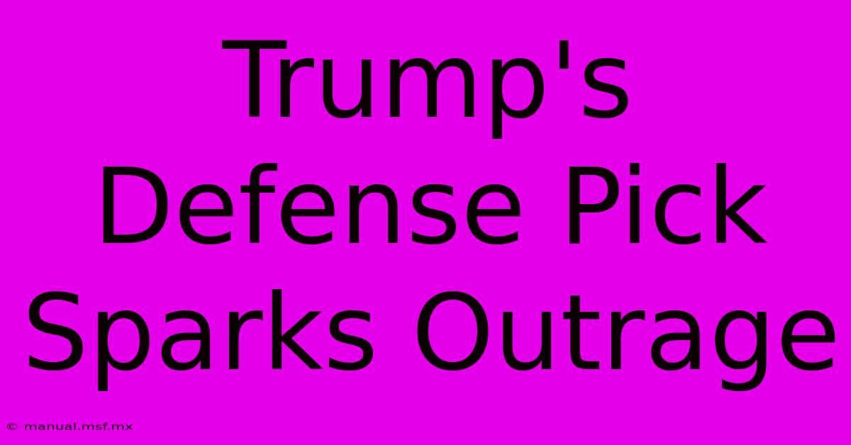 Trump's Defense Pick Sparks Outrage