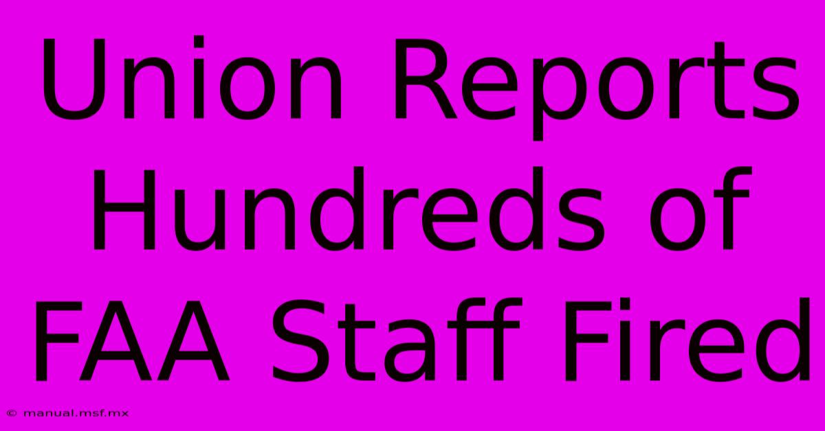 Union Reports Hundreds Of FAA Staff Fired