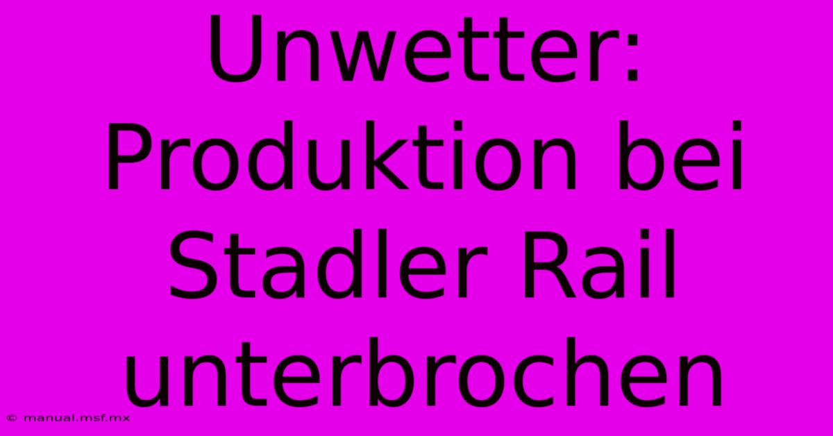 Unwetter: Produktion Bei Stadler Rail Unterbrochen