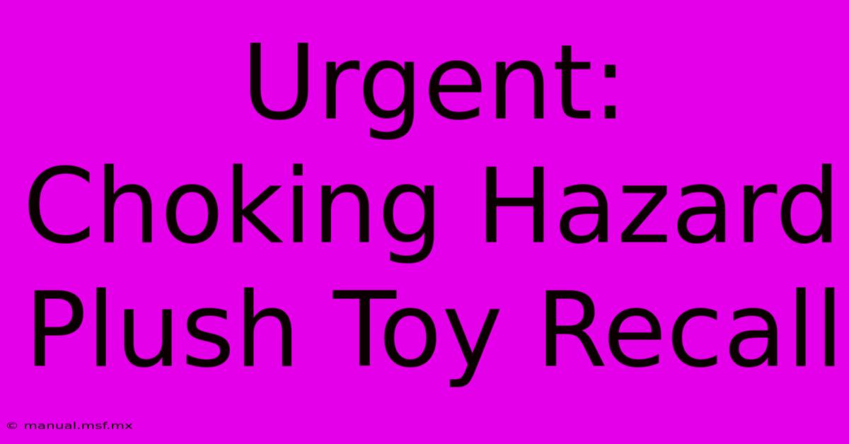 Urgent: Choking Hazard Plush Toy Recall