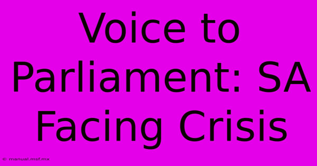 Voice To Parliament: SA Facing Crisis