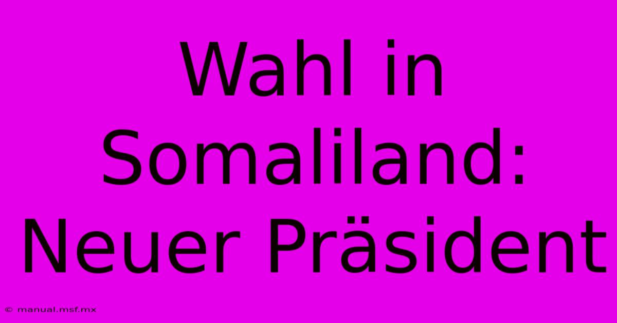 Wahl In Somaliland: Neuer Präsident