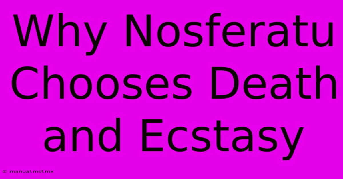 Why Nosferatu Chooses Death And Ecstasy