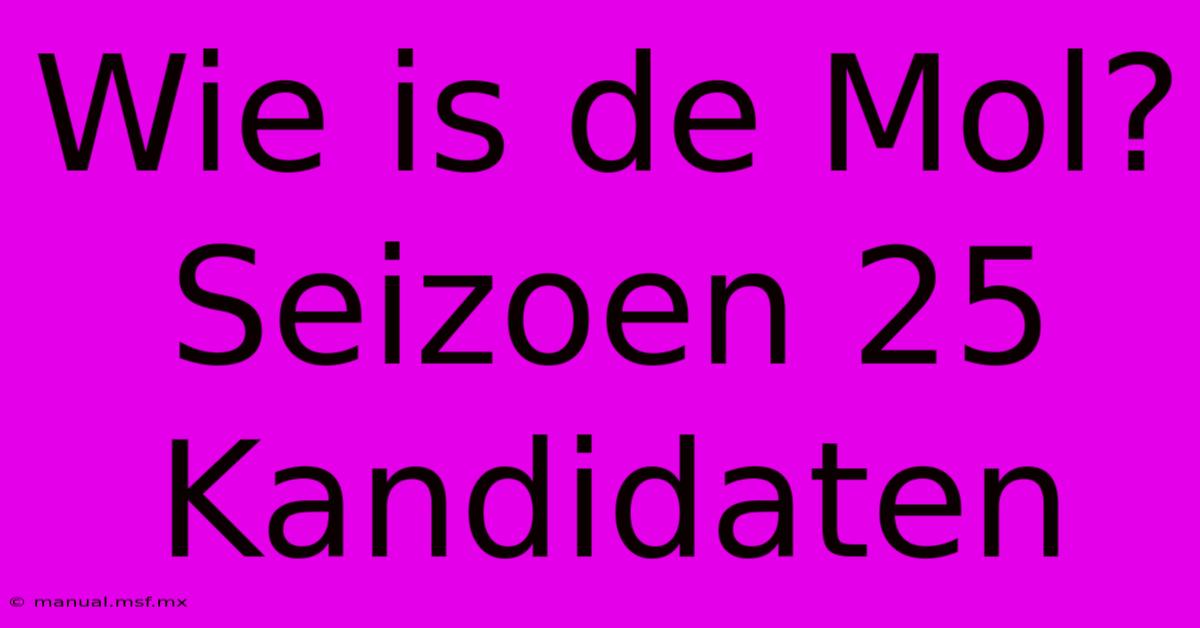 Wie Is De Mol? Seizoen 25 Kandidaten