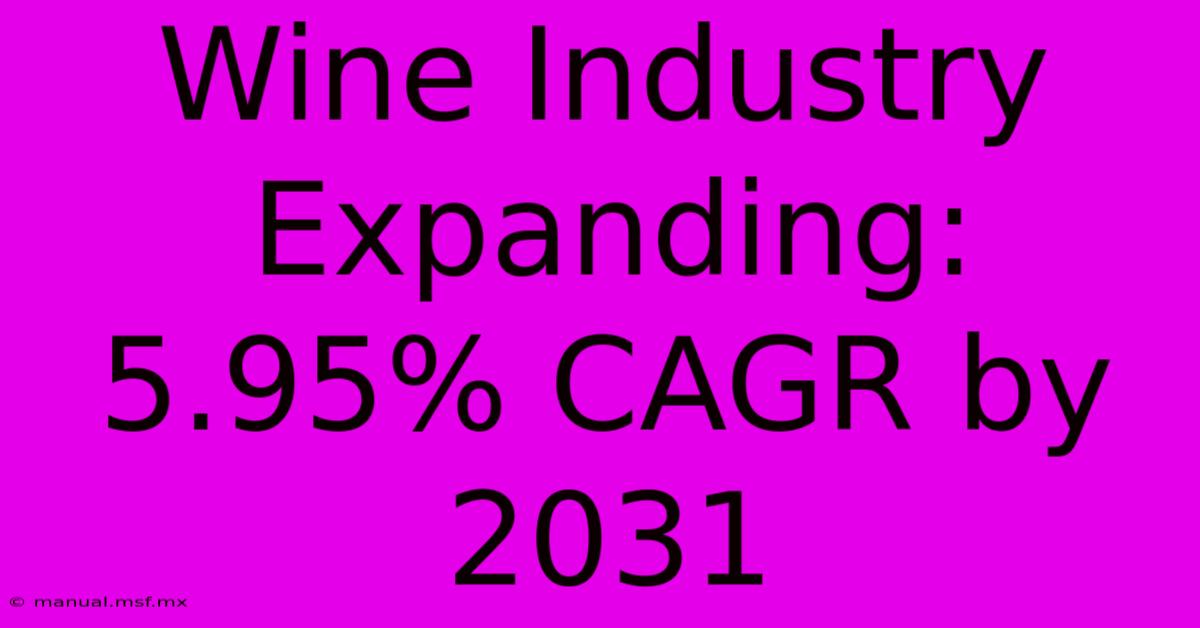 Wine Industry Expanding: 5.95% CAGR By 2031 